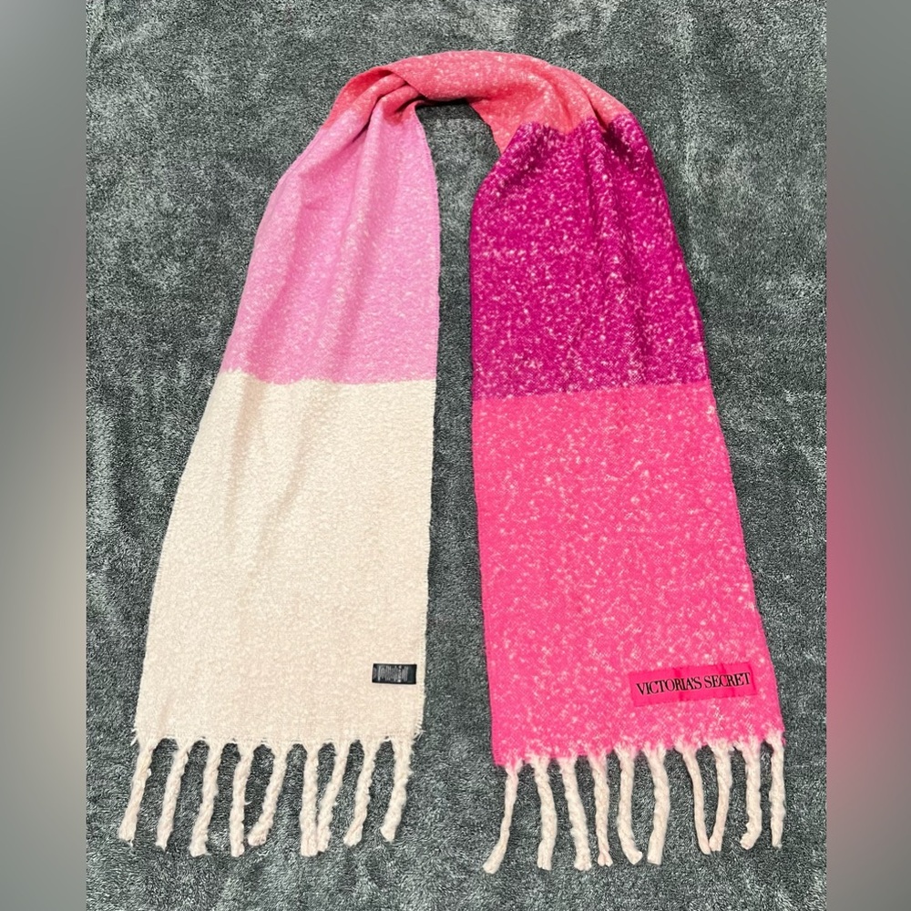 Victoria's Secret Winter Angel Collection colorblock scarf in pink hues